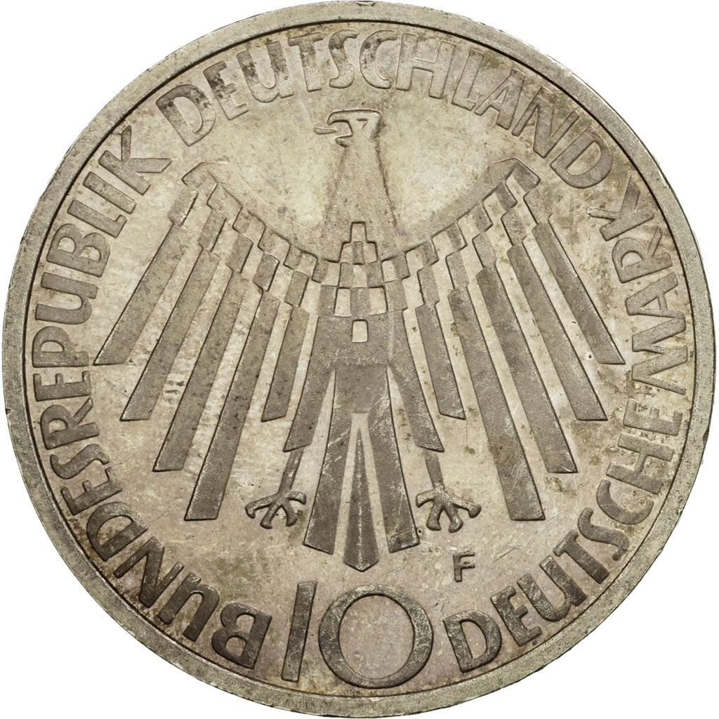Coin, GERMANY - FEDERAL REPUBLIC, 10 Mark, 1972, Stuttgart, AU(50-53), Silver