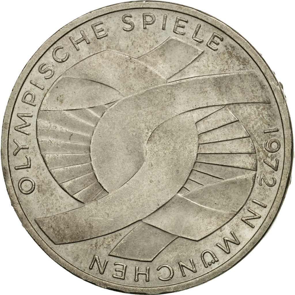Coin, GERMANY - FEDERAL REPUBLIC, 10 Mark, 1972, Stuttgart, AU(50-53), Silver
