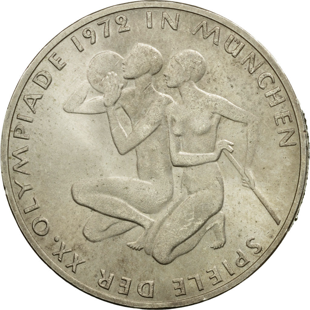 Coin, GERMANY - FEDERAL REPUBLIC, 10 Mark, 1972, Stuttgart, AU(50-53), Silver