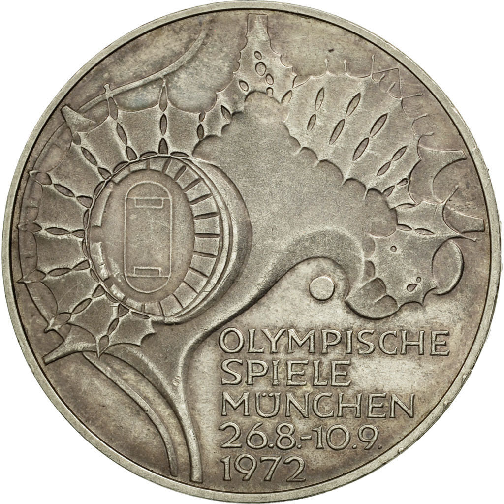 Coin, GERMANY - FEDERAL REPUBLIC, 10 Mark, 1972, Karlsruhe, AU(50-53), Silver