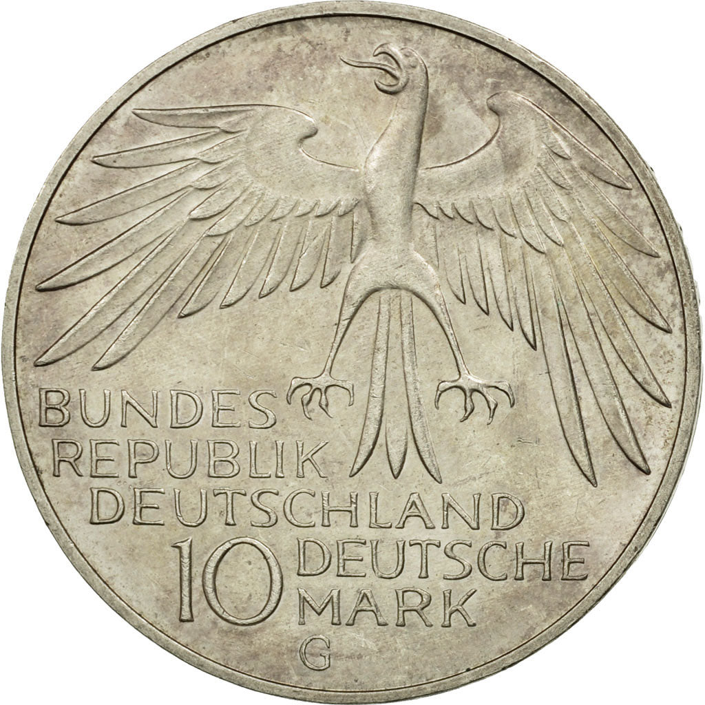 Coin, GERMANY - FEDERAL REPUBLIC, 10 Mark, 1972, Karlsruhe, AU(50-53), Silver