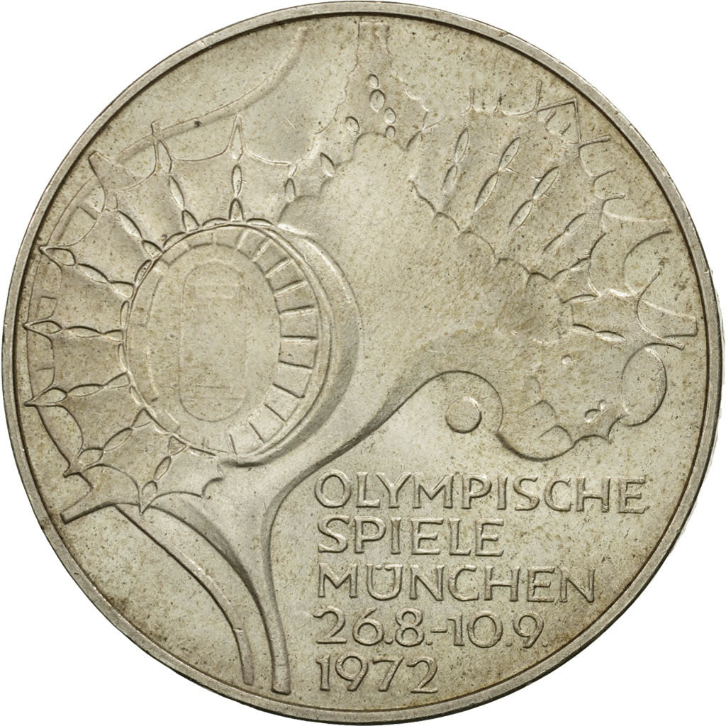 Coin, GERMANY - FEDERAL REPUBLIC, 10 Mark, 1972, Stuttgart, AU(50-53), Silver