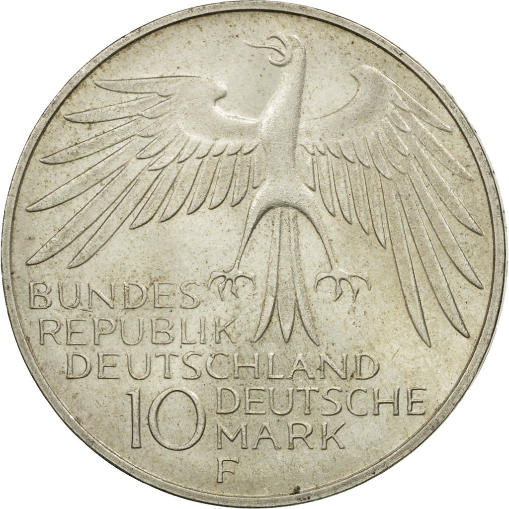 Coin, GERMANY - FEDERAL REPUBLIC, 10 Mark, 1972, Stuttgart, AU(50-53), Silver
