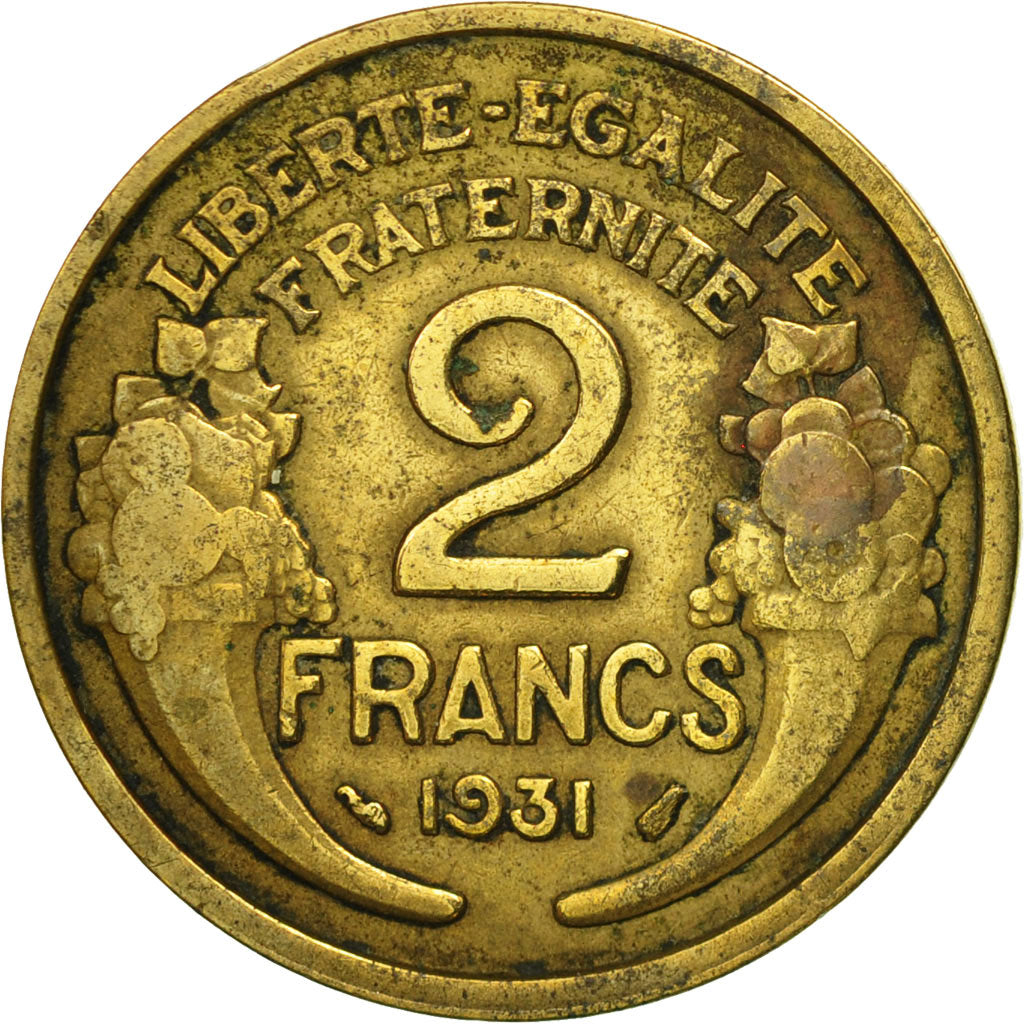 Munten, Frankrijk, Morlon, 2 Francs, 1931, ZF, Aluminum-Bronze, KM:886