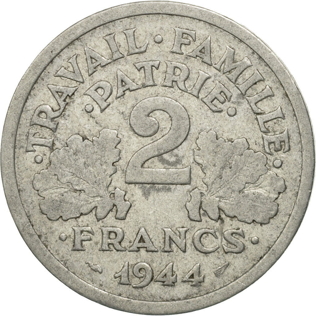 France, Bazor, 2 Francs, 1944, Castelsarrasin, TB+, Aluminium, KM:904.3,Gad 535a