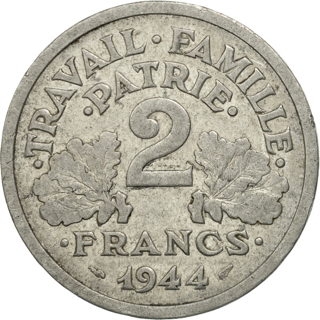 France, Bazor, 2 Francs, 1944, Beaumont - Le Roger, TB+, Alum ,KM:904.2,Gad 535a