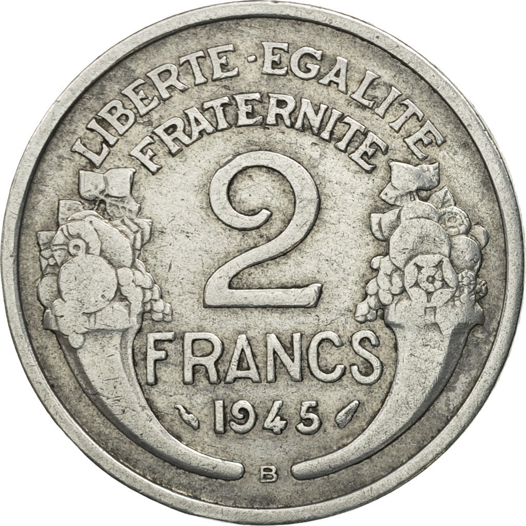 Coin, France, Morlon, 2 Francs, 1945, Beaumont - Le Roger, VF(30-35), Aluminum