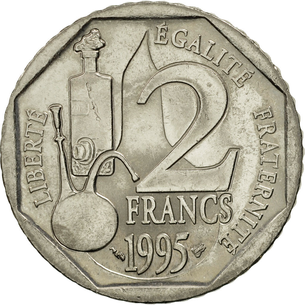 Coin, France, Pasteur, 2 Francs, 1995, AU(55-58), Nickel, KM:1119, Gadoury:549