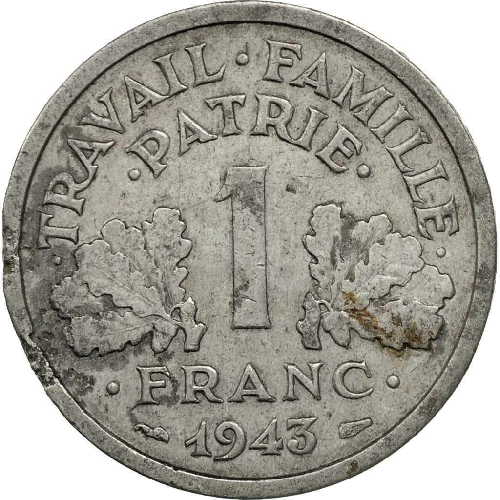 Münze, Frankreich, Bazor, Franc, 1943, Rouen, S, Aluminium, KM:902.2