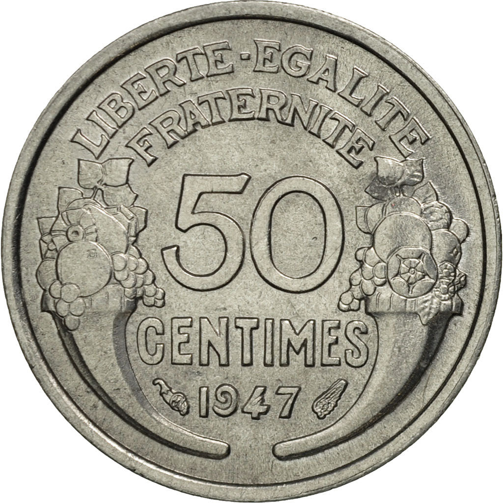 France, Morlon, 50 Centimes, 1947, Paris, AU(55-58), Aluminum, KM:894.1a