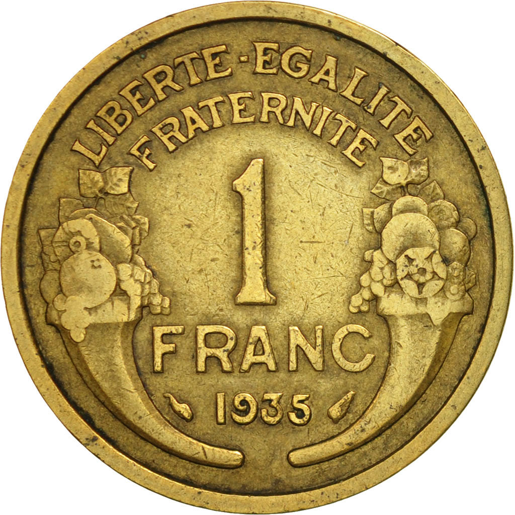 Coin, France, Morlon, Franc, 1935, EF(40-45), Aluminum-Bronze, KM:885
