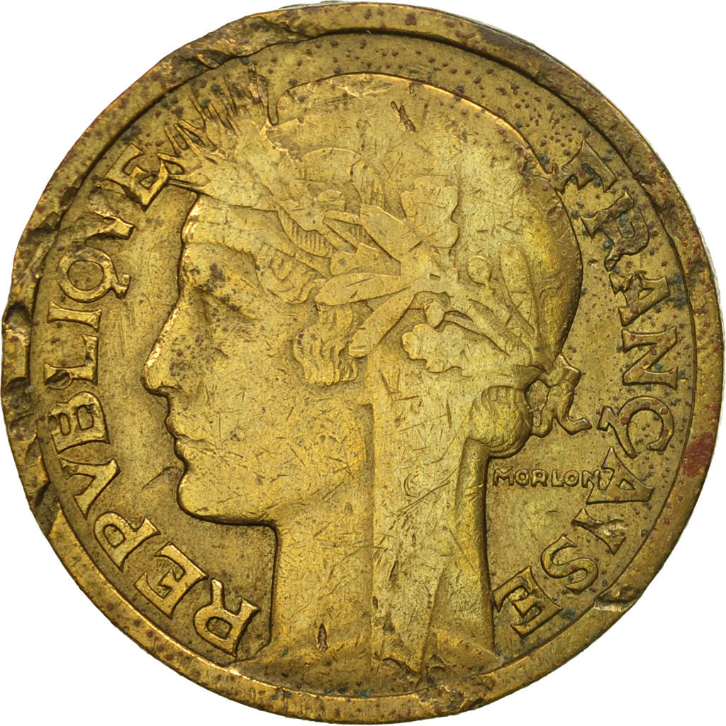 Moneda, Francia, Morlon, 2 Francs, 1935, BC+, Aluminio - bronce, KM:886
