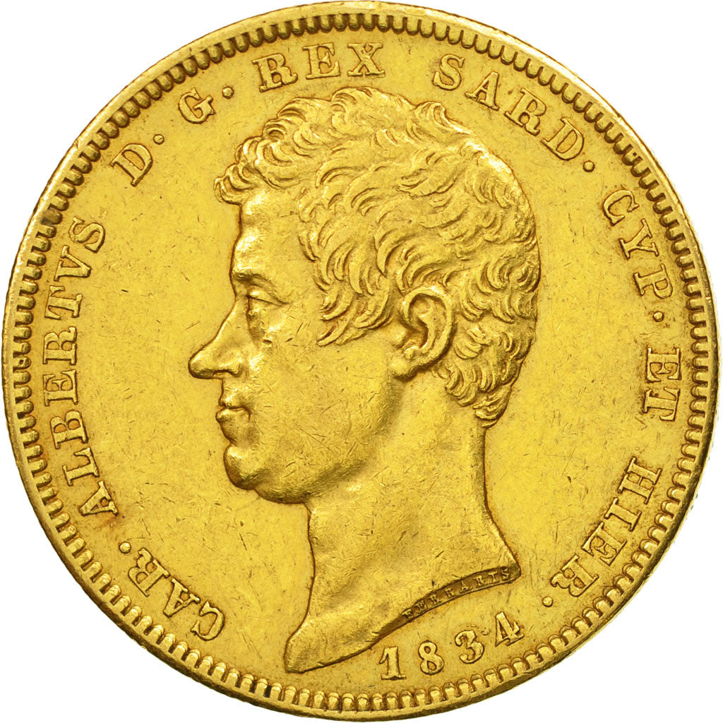 ITALIAN STATES, SARDINIA, Carlo Alberto,100 Lire,1834,Torino,AU(55-58), KM 133.1