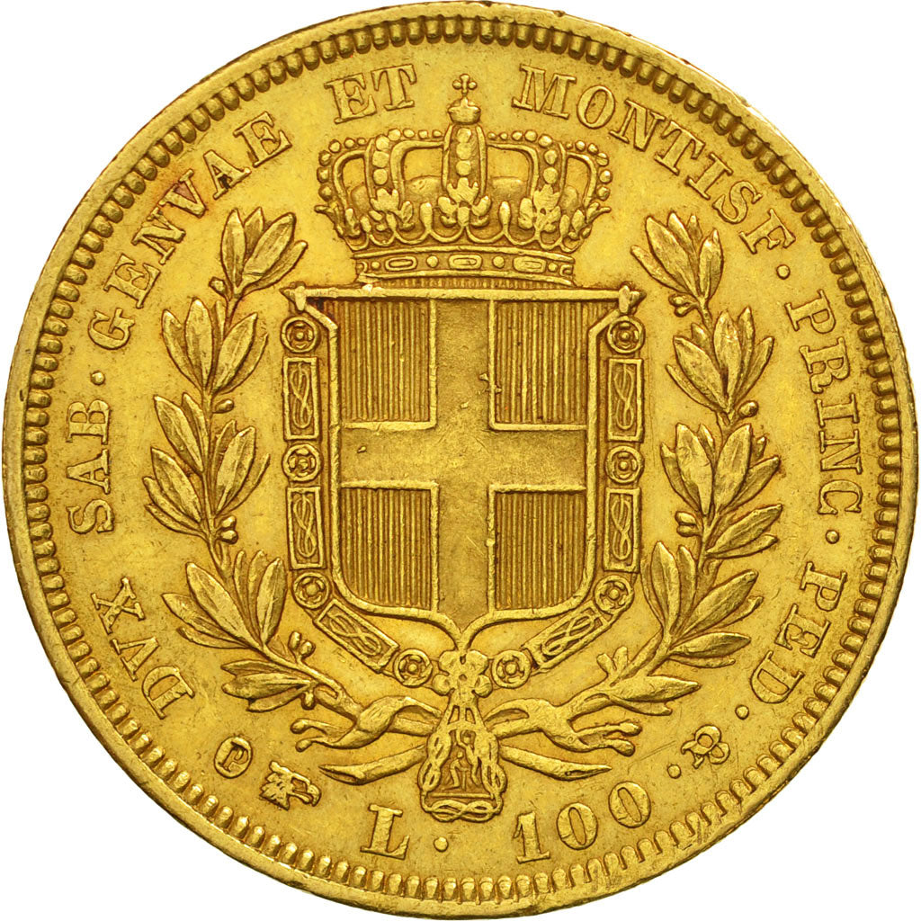 ITALIAN STATES, SARDINIA, Carlo Alberto,100 Lire,1834,Torino,AU(55-58), KM 133.1