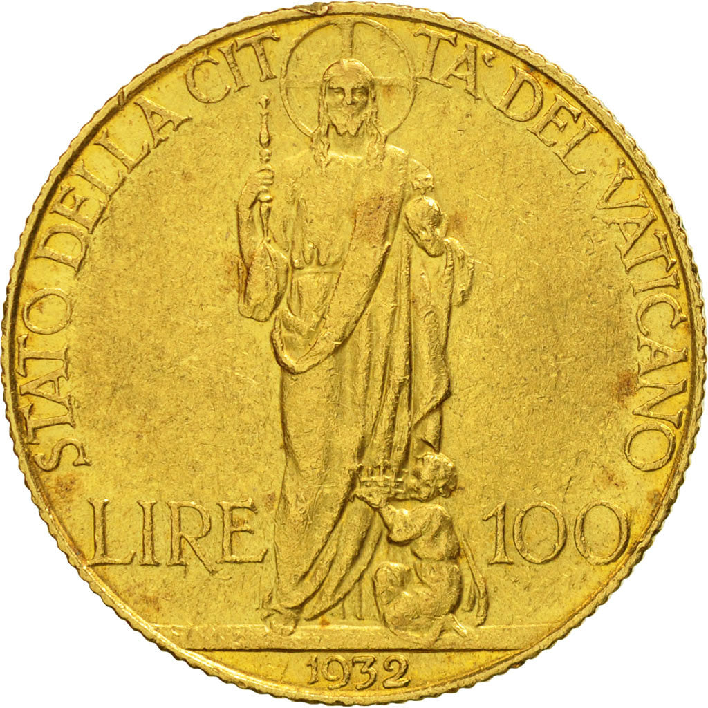 Coin, VATICAN CITY, Pius XI, 100 Lire, 1932, AU(55-58), Gold, KM:9