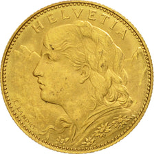 Coin, Switzerland, 10 Francs, 1922, Bern, AU(50-53), Gold, KM:36
