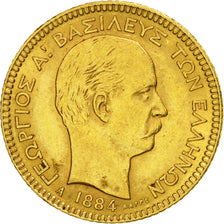 Grèce, George I, 20 Drachmai, 1884, Paris, TTB+, Or, KM:56