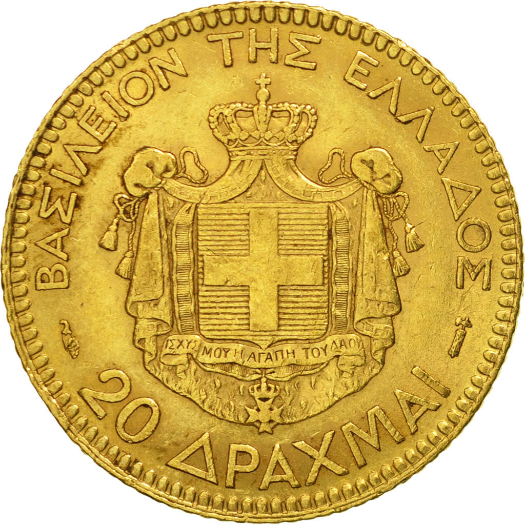 Grèce, George I, 20 Drachmai, 1884, Paris, TTB+, Or, KM:56
