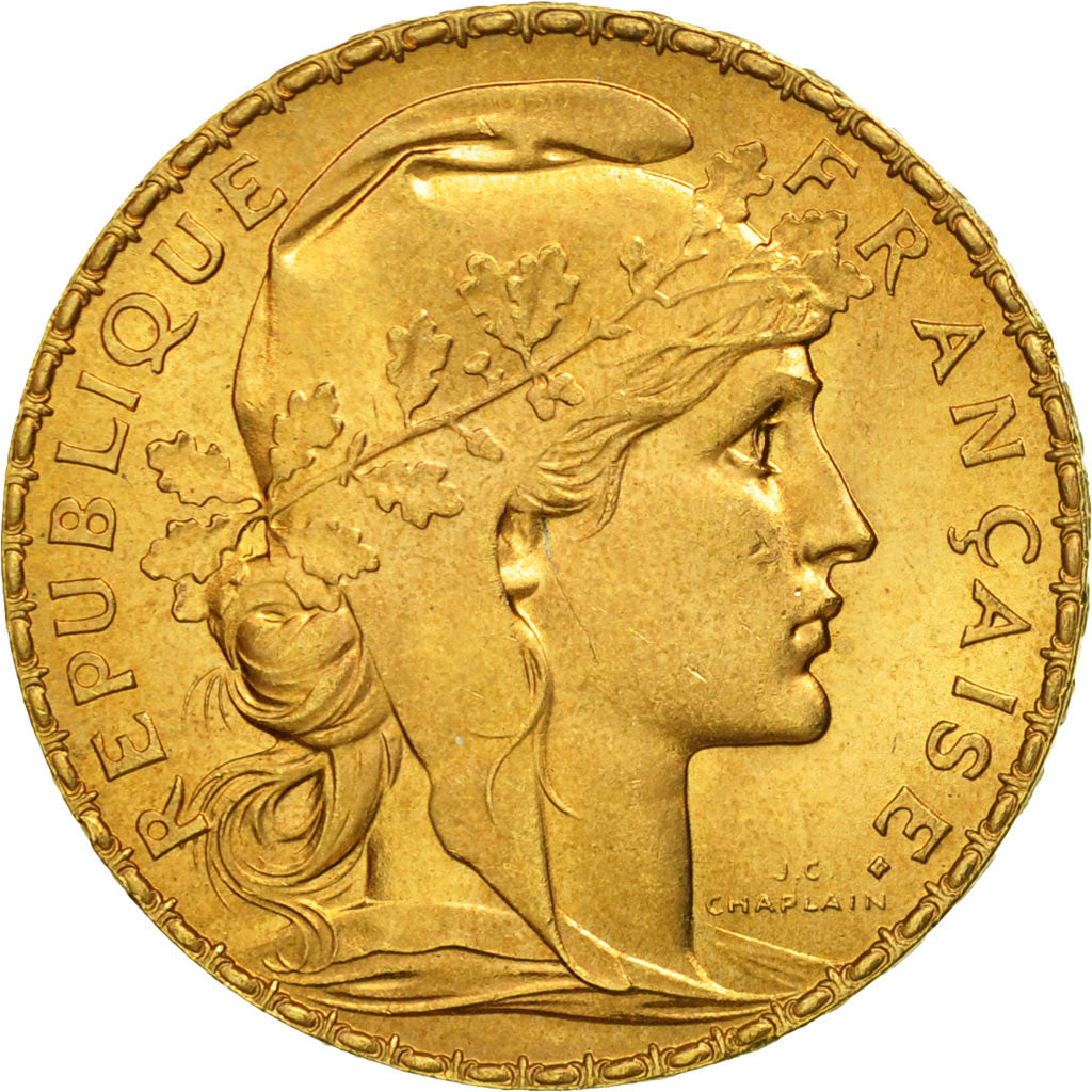 Munten, Frankrijk, Marianne, 20 Francs, 1907, PR+, Goud, KM:857, Gadoury:1064a