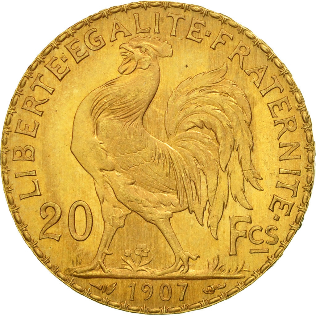 Munten, Frankrijk, Marianne, 20 Francs, 1907, PR+, Goud, KM:857, Gadoury:1064a