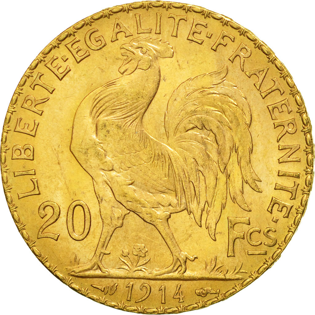 Münze, Frankreich, Marianne, 20 Francs, 1914, VZ+, Gold, KM:857, Gadoury:1064a