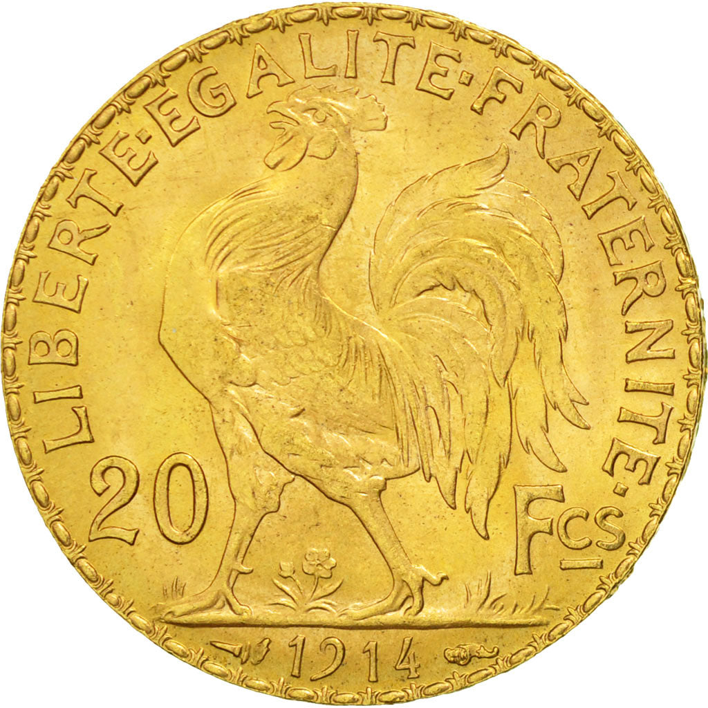 Munten, Frankrijk, Marianne, 20 Francs, 1914, PR+, Goud, KM:857, Gadoury:1064a