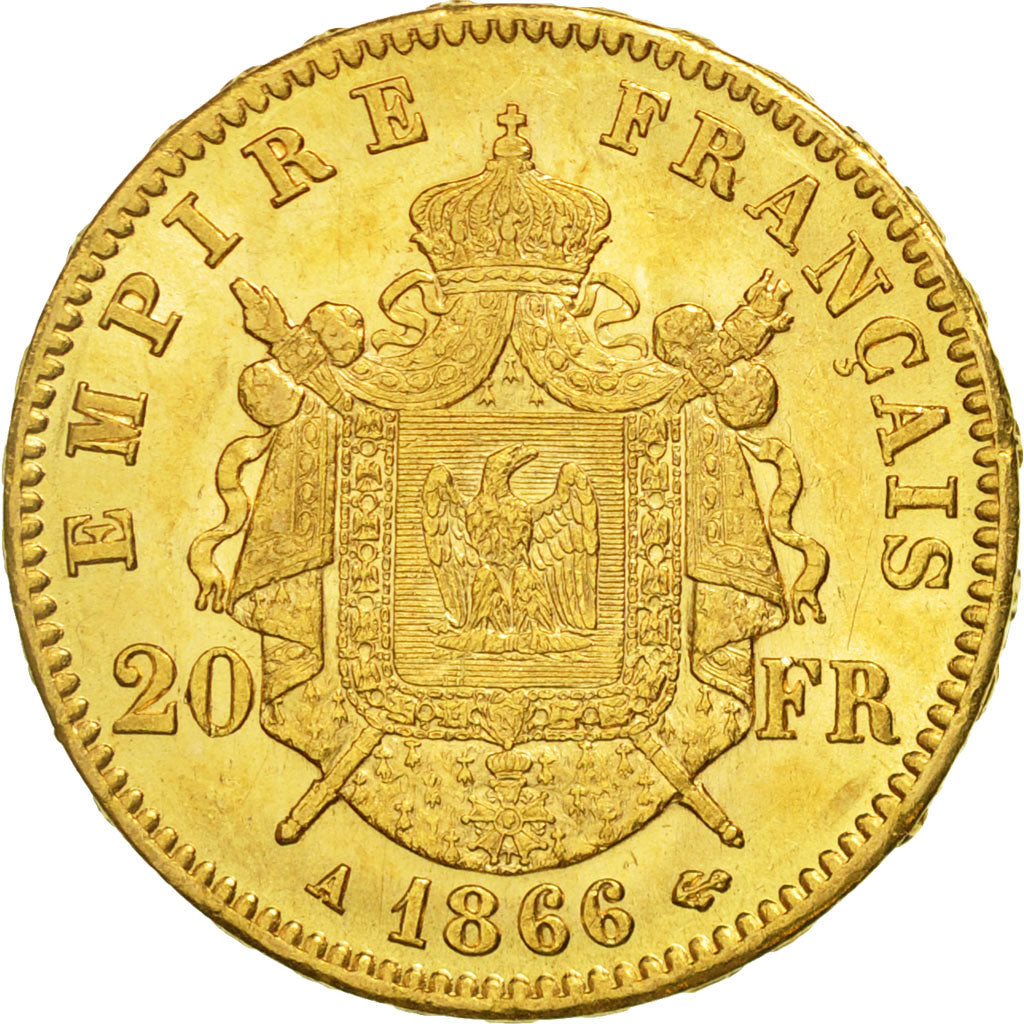Moneda, Francia, Napoleon III, Napoléon III, 20 Francs, 1866, Paris, EBC, Oro
