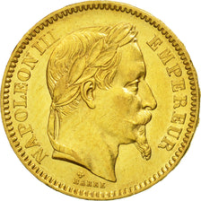 France, Napoleon III,  20 Francs, 1863, Strasbourg, AU(55-58), Gold, KM 801.2