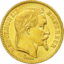 Moneta, Francia, Napoleon III, Napoléon III, 20 Francs, 1865, Strasbourg, SPL-