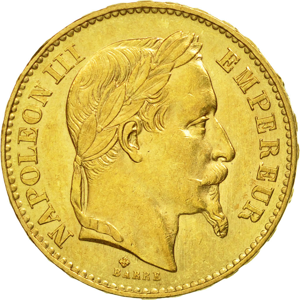 France, Napoleon III,  20 Francs, 1869, Strasbourg, AU(55-58), Gold, KM 801.2