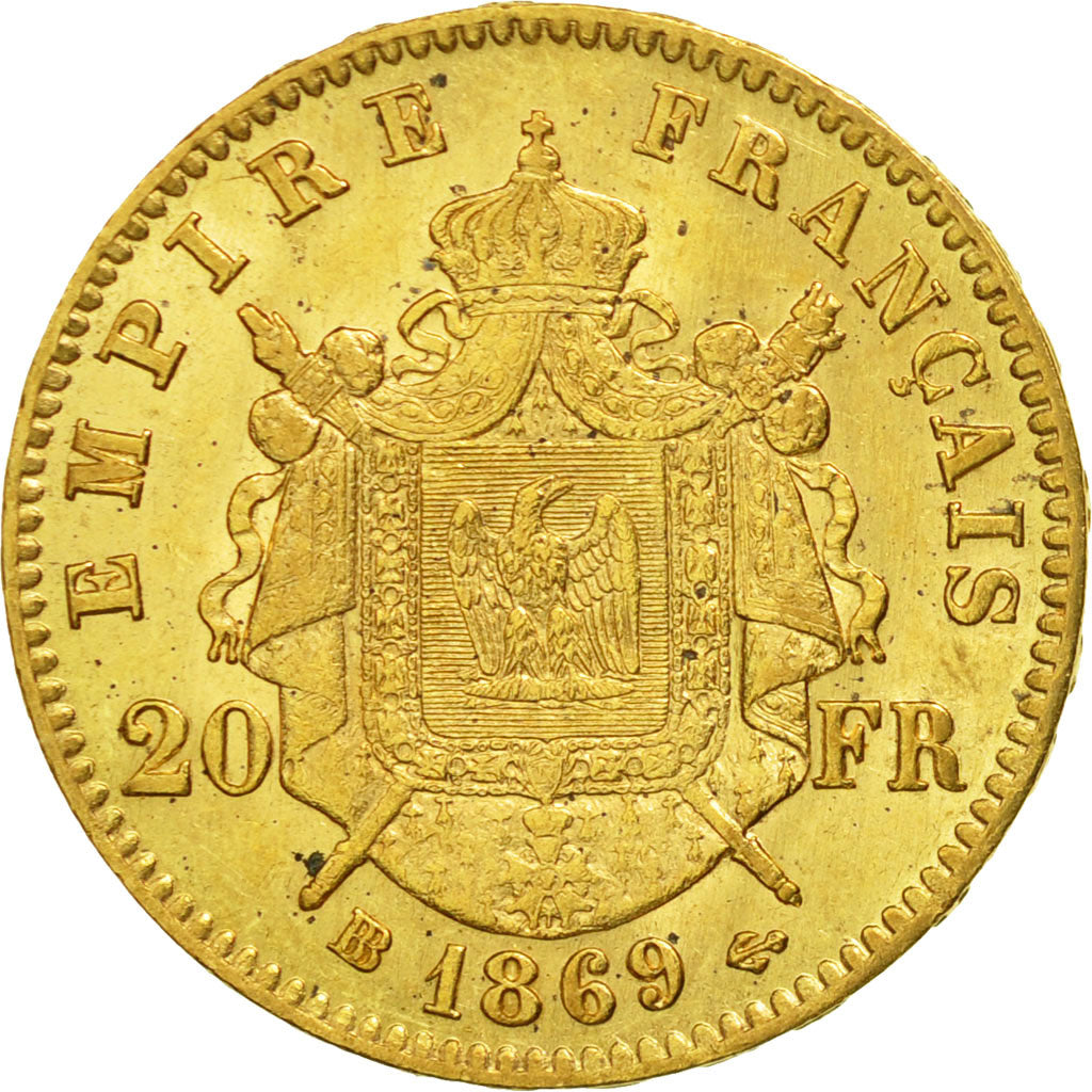 Monnaie, France, Napoleon III, Napoléon III, 20 Francs, 1869, Strasbourg, SUP