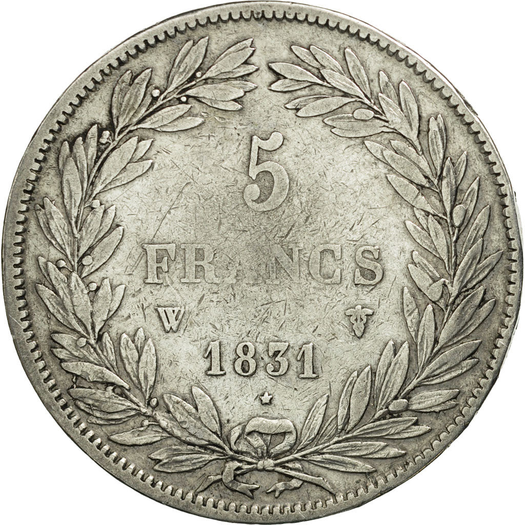 Coin, France, Louis-Philippe, 5 Francs, 1831, Lille, VF(30-35), Silver