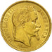 France, Napoleon III, 20 Francs, 1865, Strasbourg, AU(50-53), Gold, KM 801.2