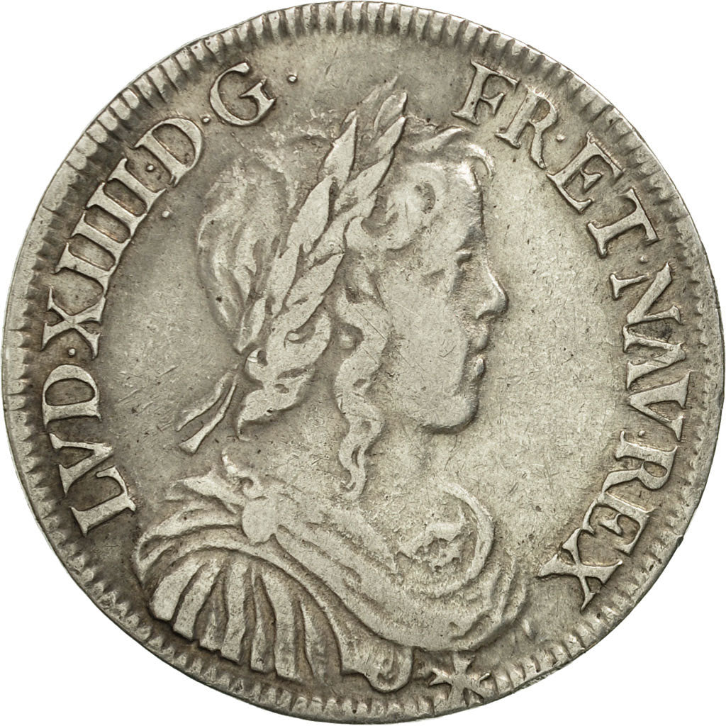 France, Louis XIV, 1/2 Écu à la mèche longue, 1649, Paris, VF(30-35), KM 164.1