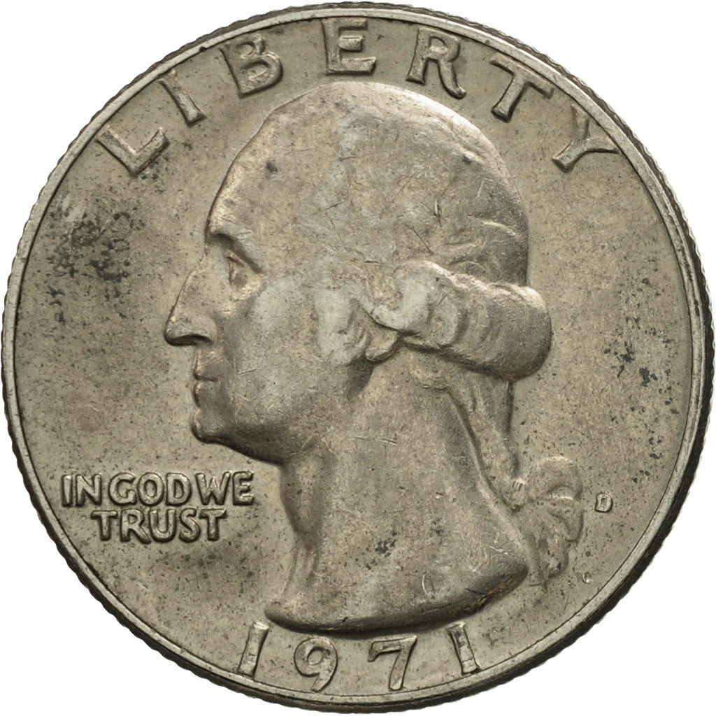 United States, Washington Quarter, 1971, U.S. Mint, Denver, EF(40-45), KM 164a
