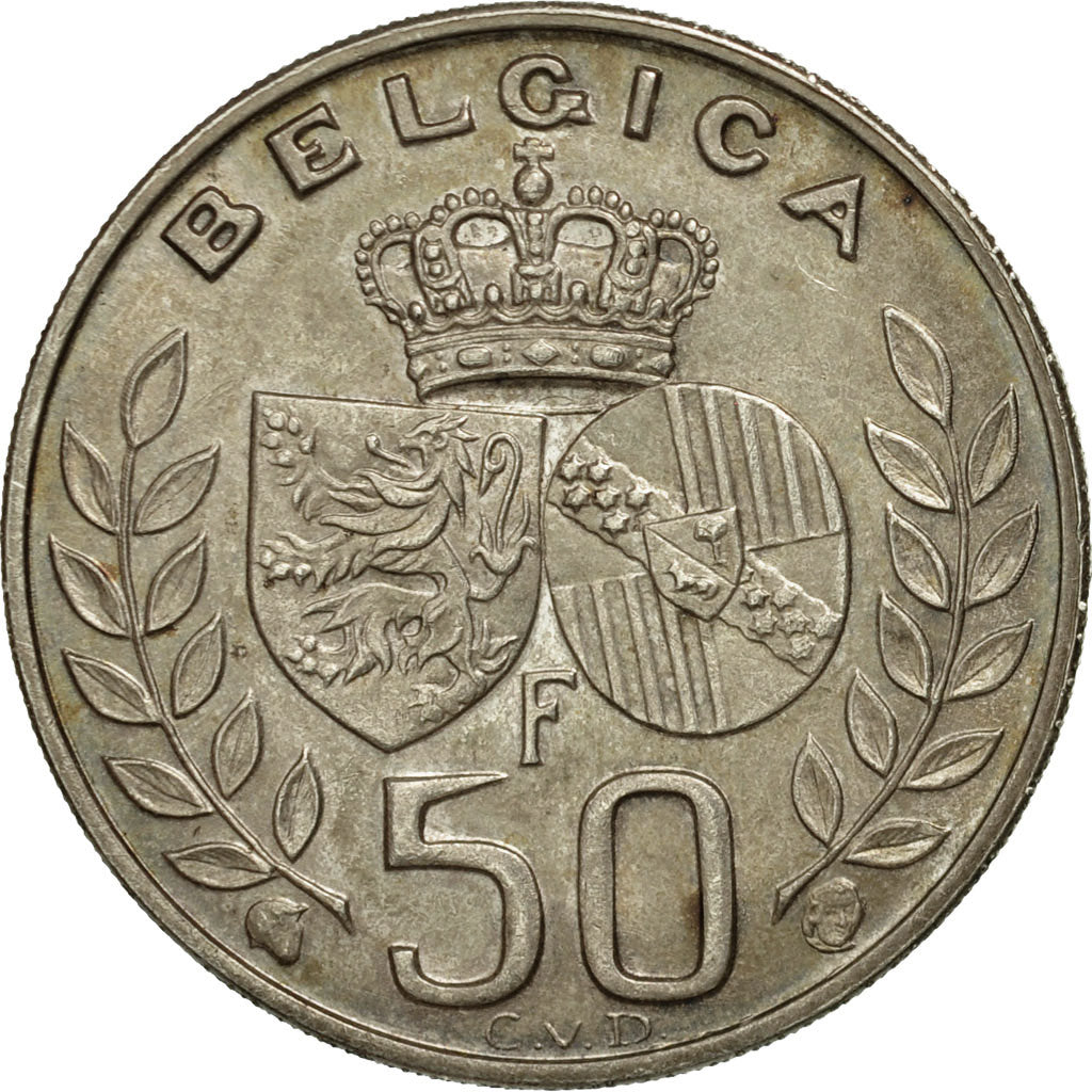Belgium, 50 Francs, 50 Frank, 1960, AU(55-58), Silver, KM:152.1