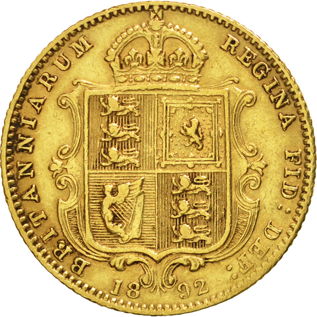 Great Britain, Victoria, 1/2 Sovereign, 1892, EF(40-45), Gold, KM:766