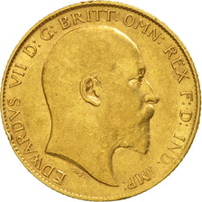 Moneda, Gran Bretaña, Edward VII, 1/2 Sovereign, 1910, MBC+, Oro, KM:804