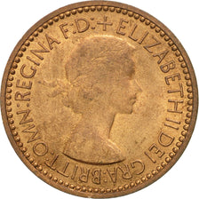 Great Britain, Elizabeth II, Farthing, 1953, AU(55-58), Bronze, KM:881