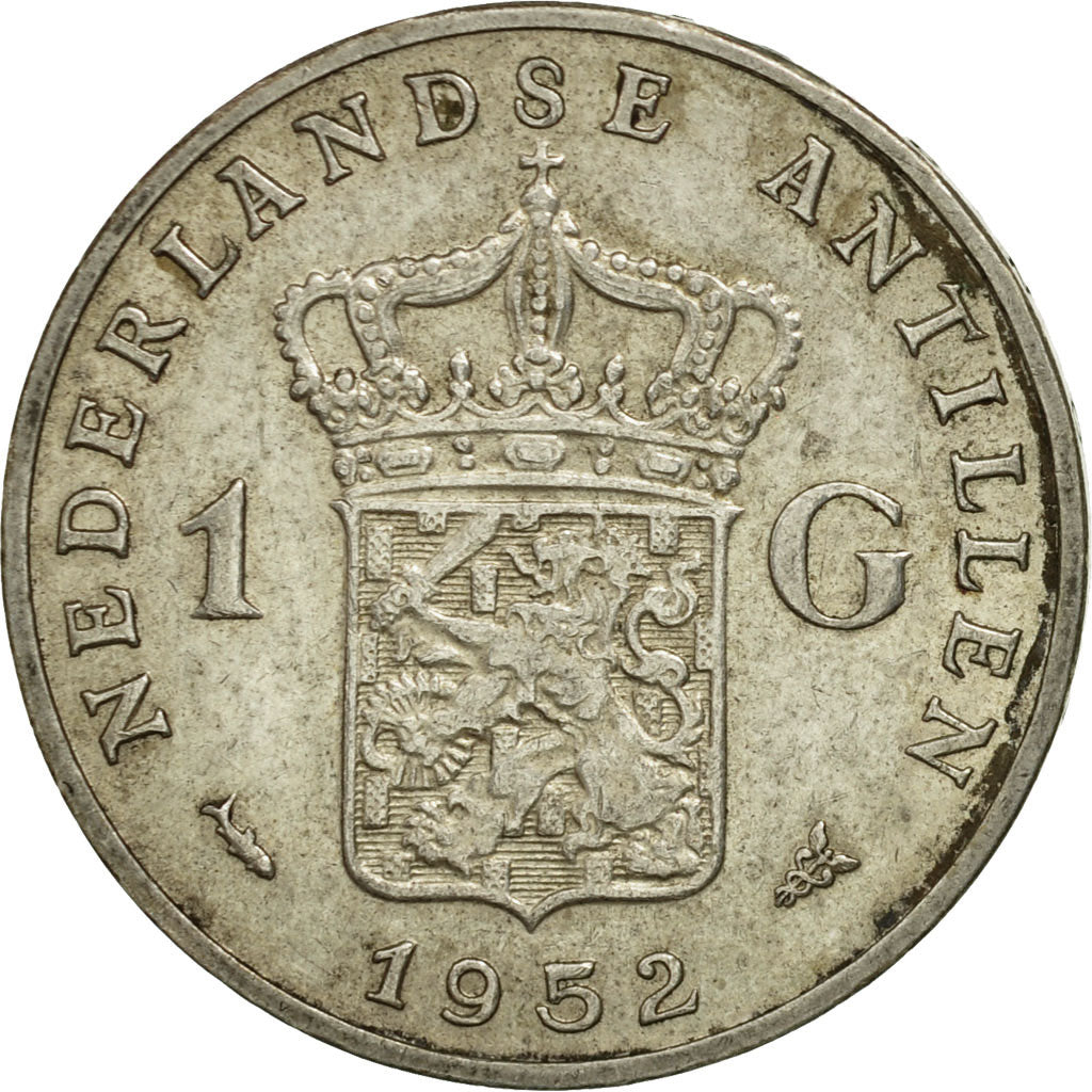 Coin, Netherlands Antilles, Juliana, Gulden, 1952, AU(50-53), Silver, KM:2