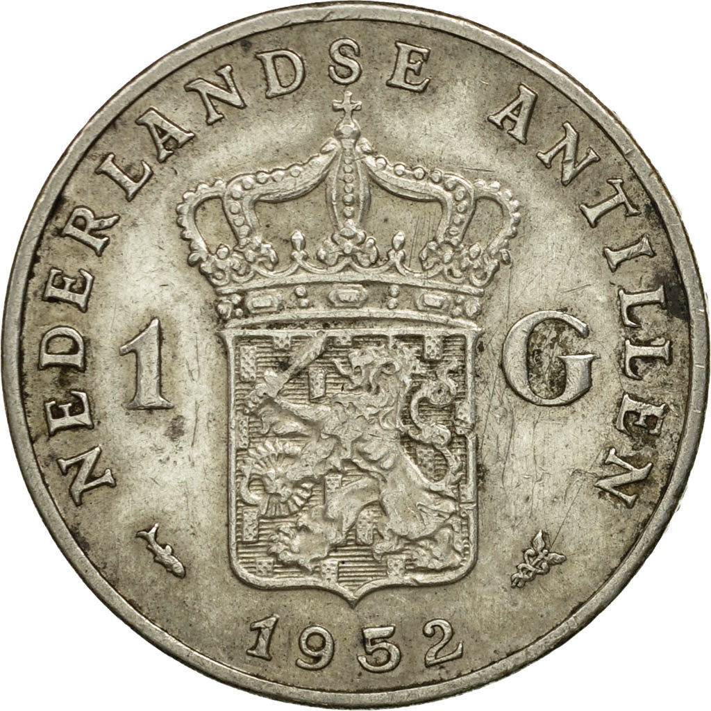 Coin, Netherlands Antilles, Juliana, Gulden, 1952, AU(50-53), Silver, KM:2