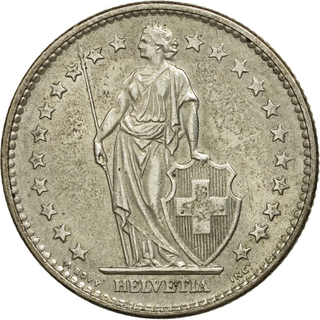 Coin, Switzerland, 2 Francs, 1965, Bern, AU(55-58), Silver, KM:21
