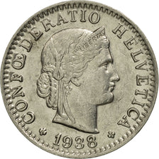 Coin, Switzerland, 20 Rappen, 1938, Bern, AU(50-53), Nickel, KM:29