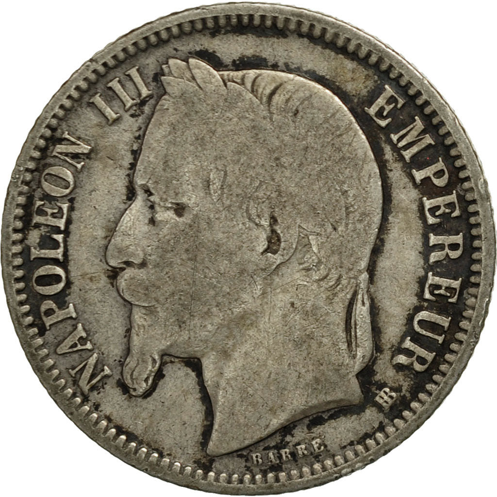 France, Napoleon III, Franc, 1868, Strasbourg, VF(20-25), Silver, KM 806.2