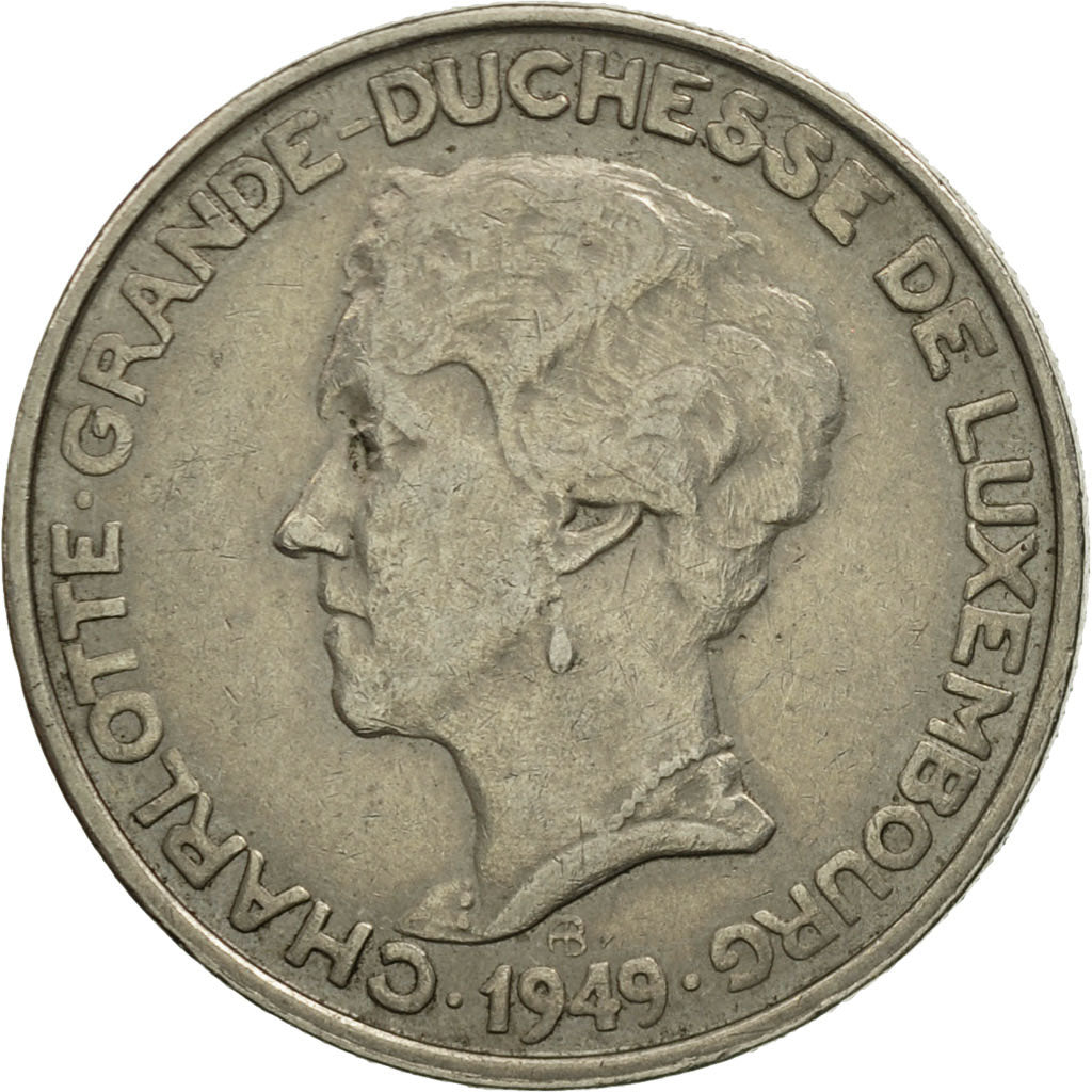Luxembourg, Charlotte, 5 Francs, 1949, TTB+, Copper-nickel, KM:50