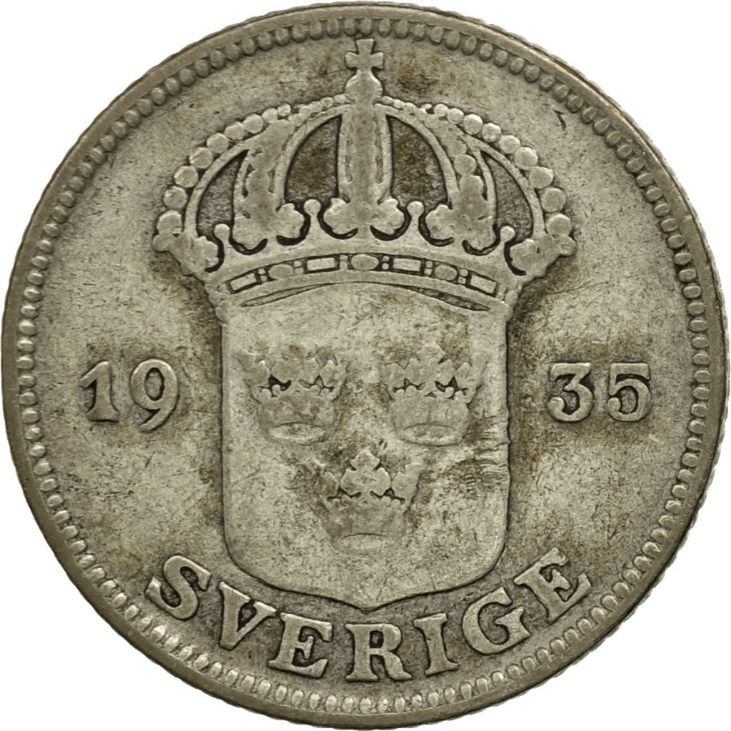 Coin, Sweden, Gustaf V, 50 Öre, 1935, EF(40-45), Silver, KM:788