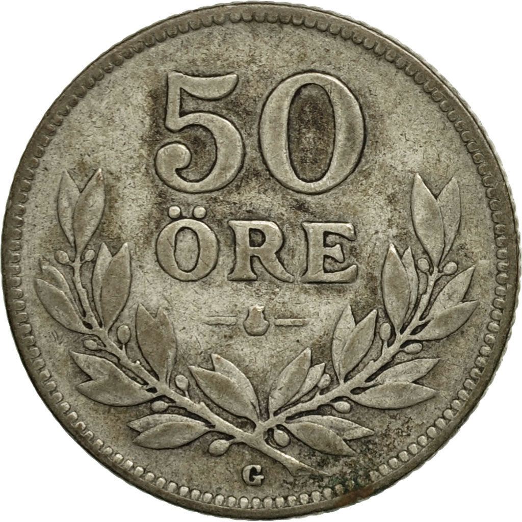 Coin, Sweden, Gustaf V, 50 Öre, 1935, EF(40-45), Silver, KM:788