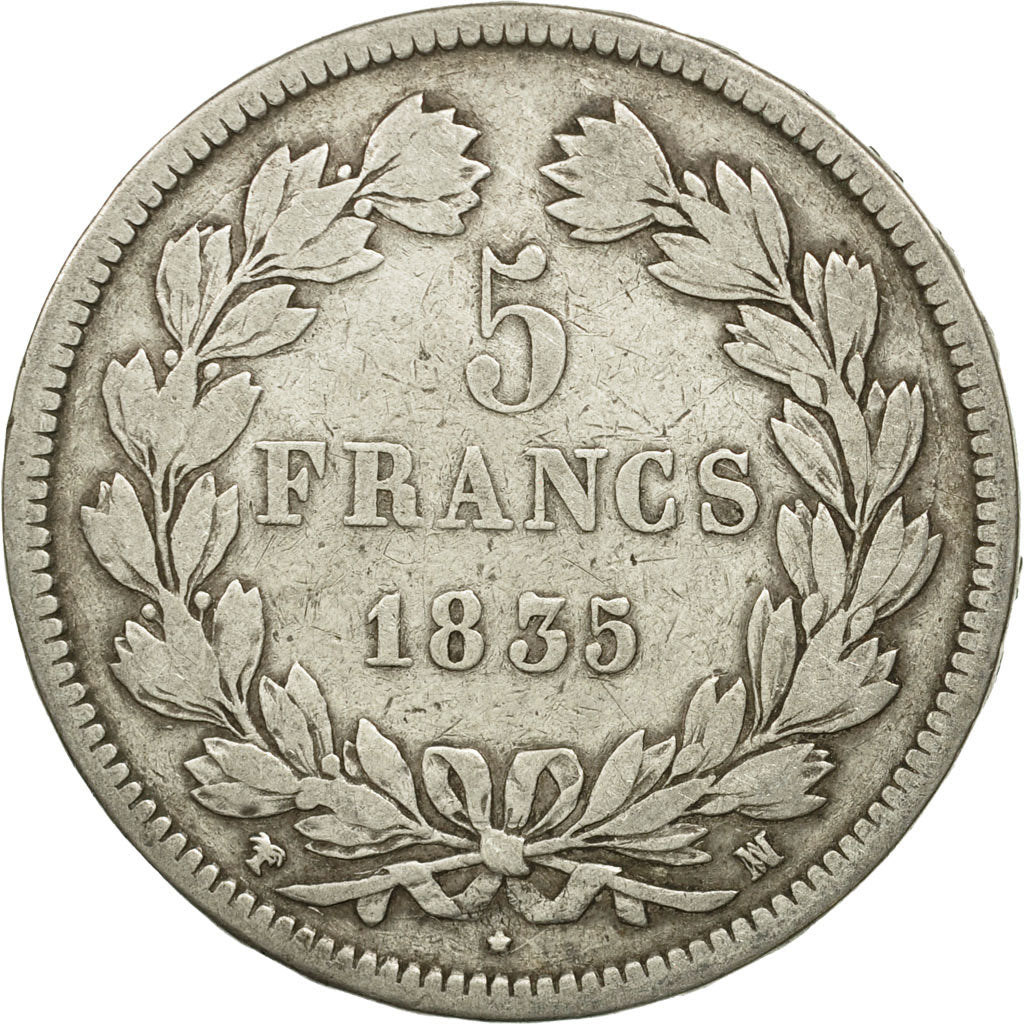 Coin, France, Louis-Philippe, 5 Francs, 1835, Marseille, VF(20-25), Silver