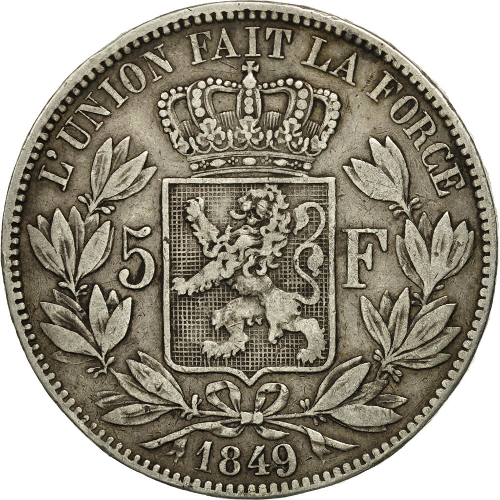 Belgium, Leopold I, 5 Francs, 5 Frank, 1849, VF(30-35), Silver, KM:17