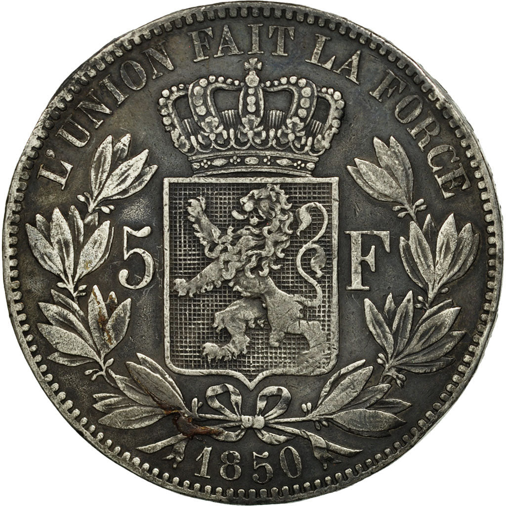 Coin, Belgium, Leopold I, 5 Francs, 5 Frank, 1850, VF(30-35), Silver, KM:17